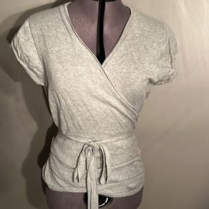 J. Crew Heather gray wrap sweater